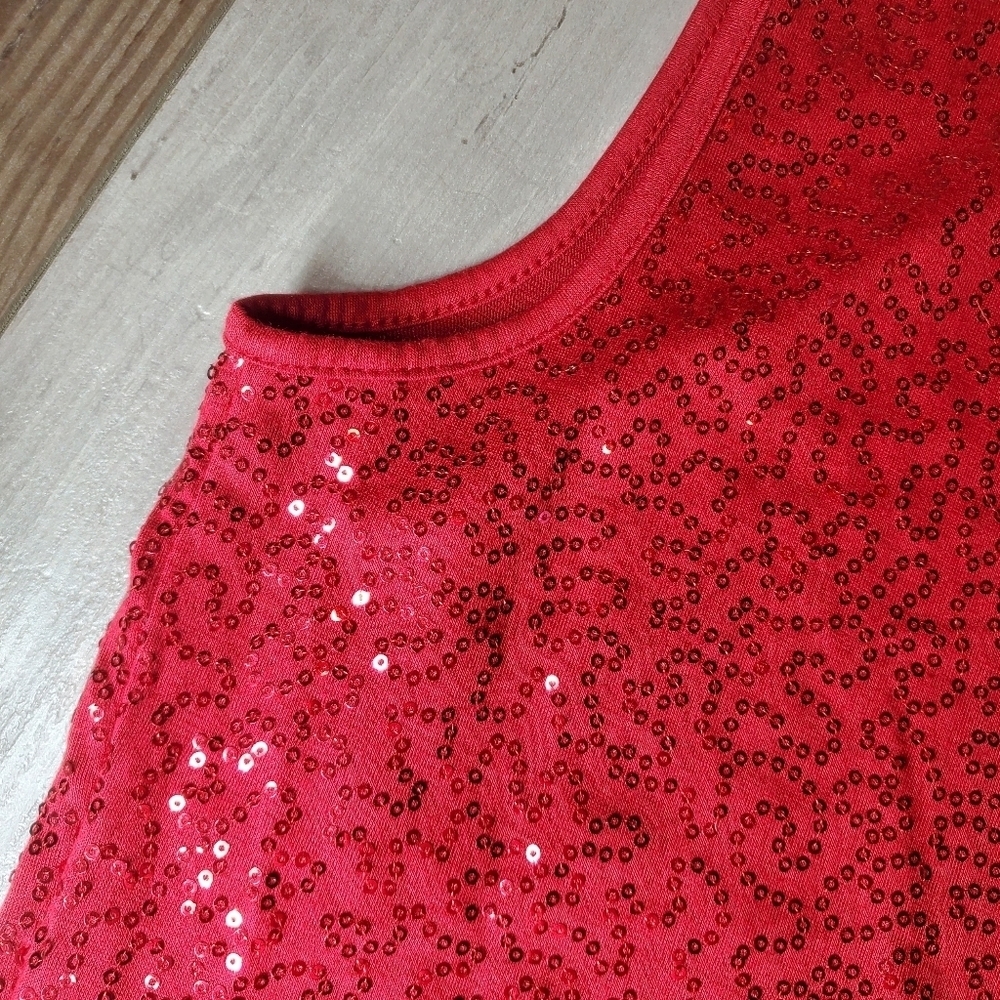 NWT Cato Size Large Women's Red Sequin Fully Lined Tank Top - Picture 11 of 13